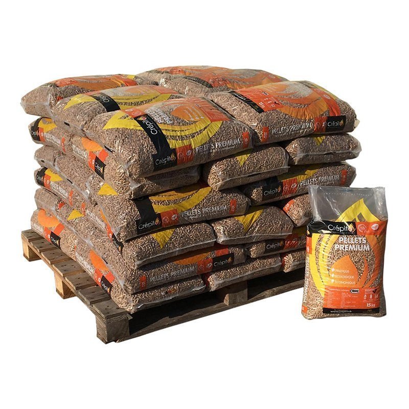 CRÉPITO® – 1/2 Palette Holzpellets (36 Säcke à 15 kg)